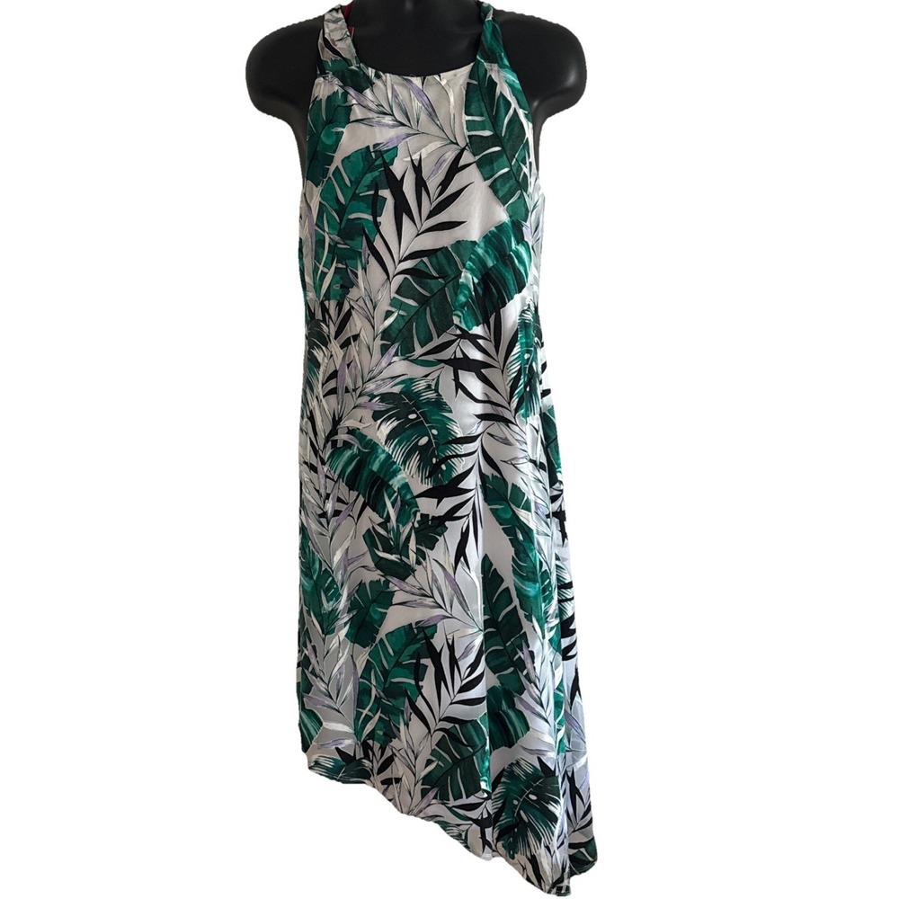 Jennifer Lopez Women's Dress Sz M Sleeveless A Line Midi Tropical Vacation Beach